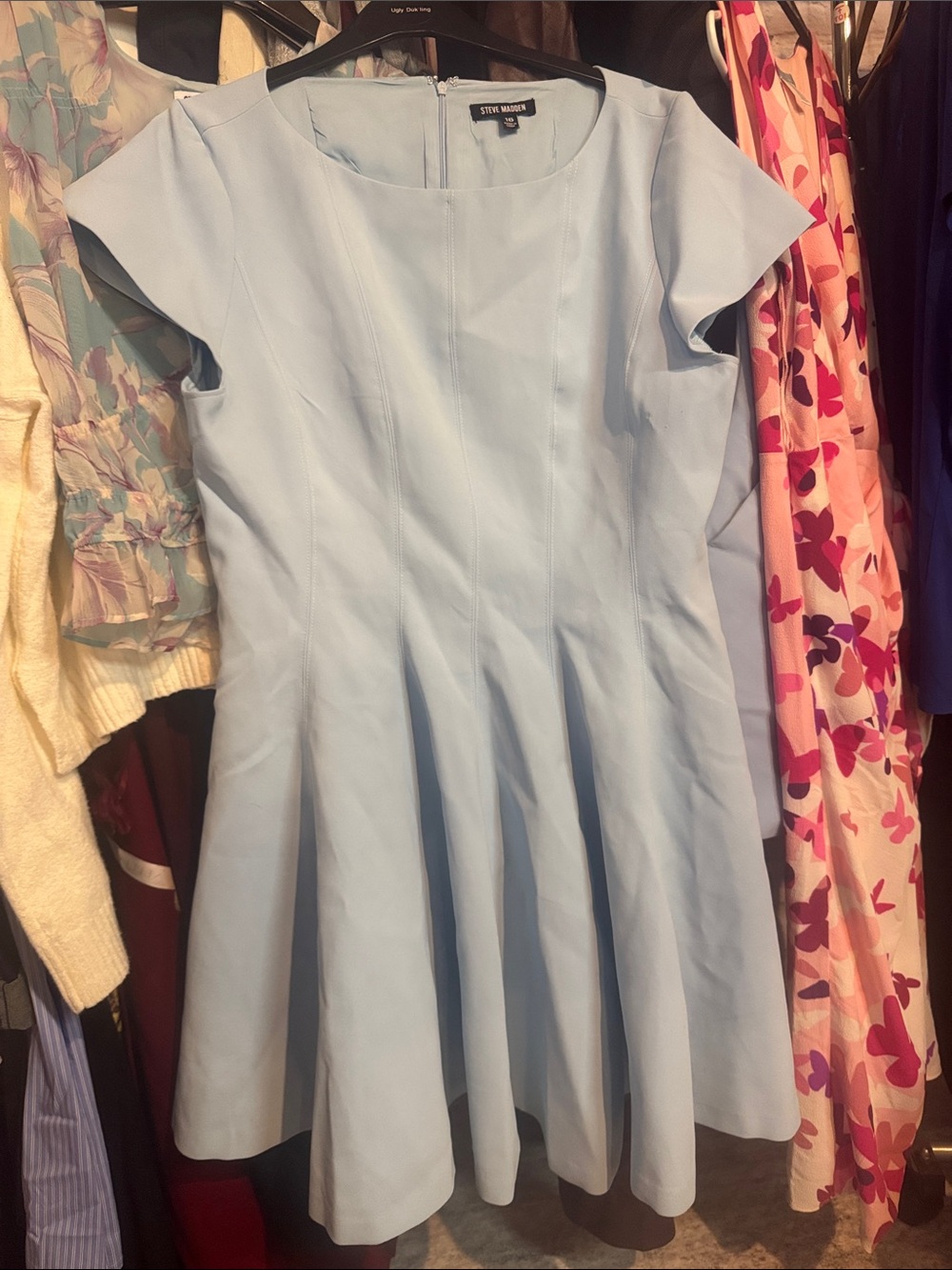 75. Steve Madden • NWOT Light Blue Fit-and-Flare Mini Dress PTP 20-21” - Picture 2 of 2